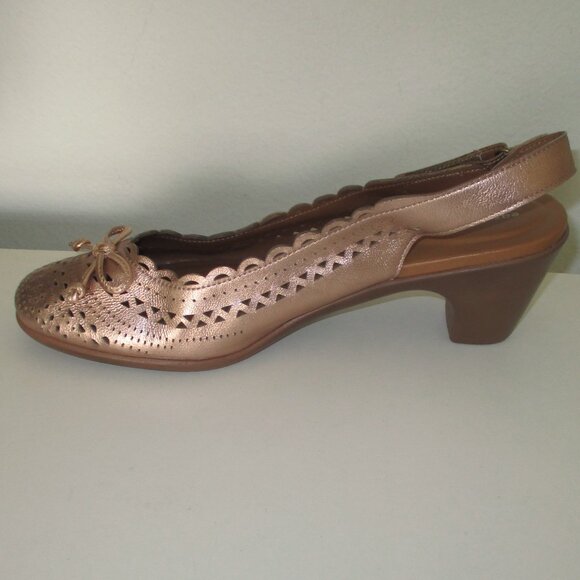 Easy Spirit Womens Bronze Laser-cut Leather Slingback w/2.5" Heel NWOB - 9.5M - Picture 6 of 9